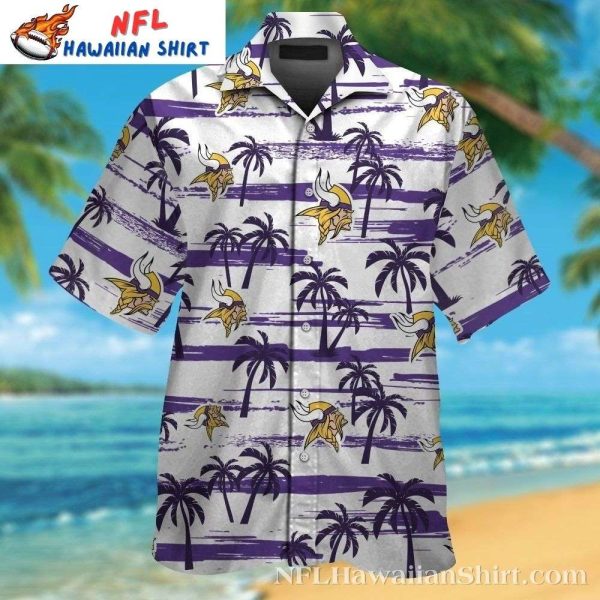Minnesota Vikings Palm Sunset Stripes Casual Hawaiian Shirt