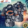 Monochrome Hibiscus Elegance – Chicago Bears Hawaiian Shirt