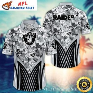 Monochrome Floral Blitz Las Vegas Raiders Men’s Hawaiian Shirt