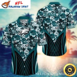 Monochrome Floral Elegance Philadelphia Eagles Hawaiian Shirt
