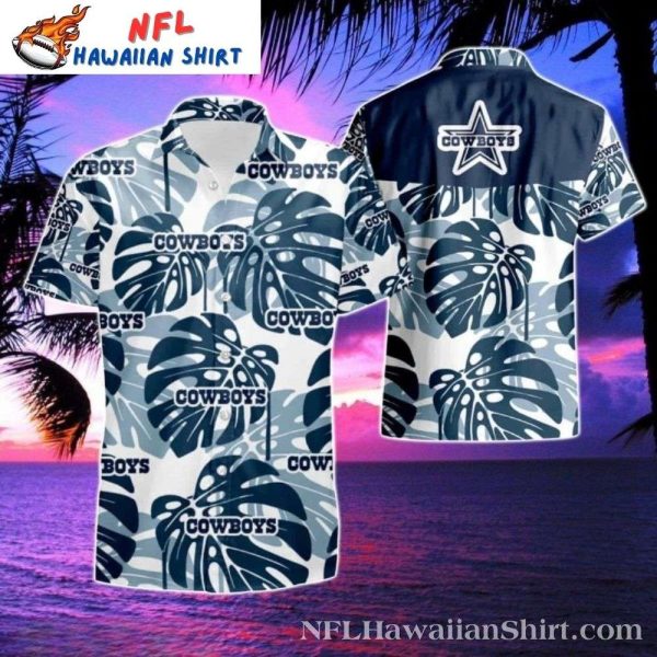 Monochrome Leafy Dallas Cowboys Aloha Shirt