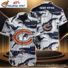 Monochrome Hibiscus Elegance – Chicago Bears Hawaiian Shirt