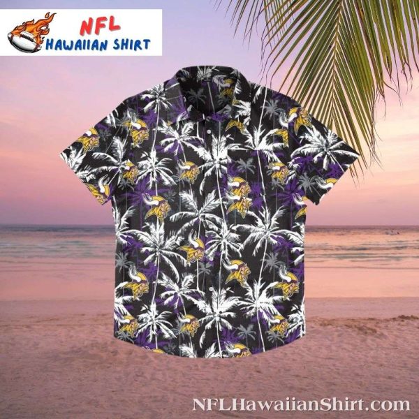 Monochrome Minnesota Vikings Palm Silhouette Hawaiian Shirt