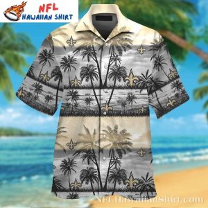 Monochrome Palm Silhouettes NFL Saints Hawaiian Shirt