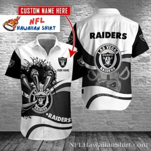 Monochrome Skyline Raiders Pride Custom Name Hawaiian Shirt