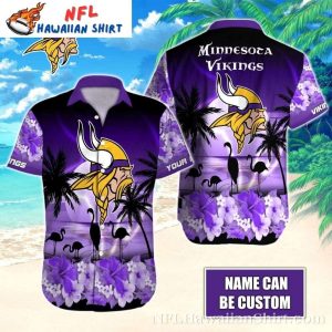 Moonlit Hibiscus Minnesota Vikings Hawaiian Shirt