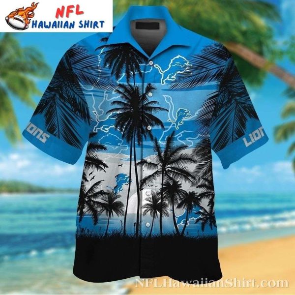 Moonlit Tropics Detroit Lions Silhouette Hawaiian Shirt