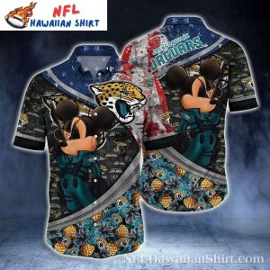 Mystical Mascot Mickey Jacksonville Jaguars Hawaiian Shirt With Pineapple Backdrop