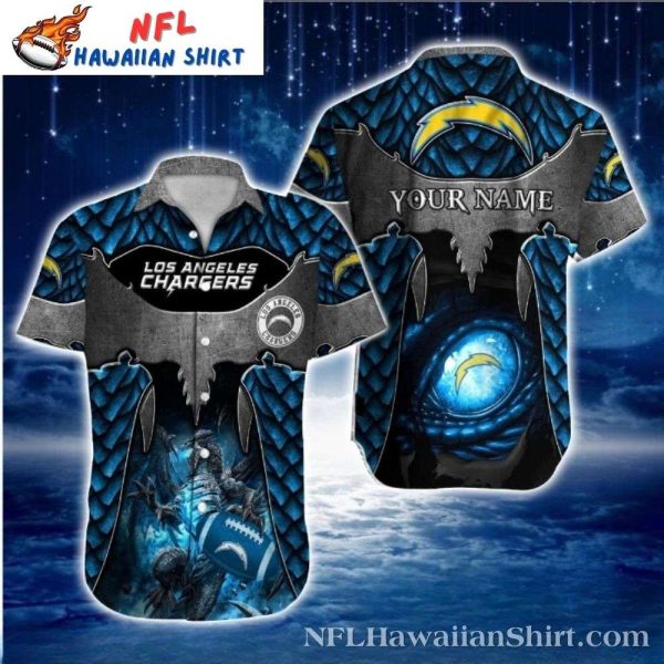 Mystical Matchup – Los Angeles Chargers Dragon Crest Hawaiian Shirt