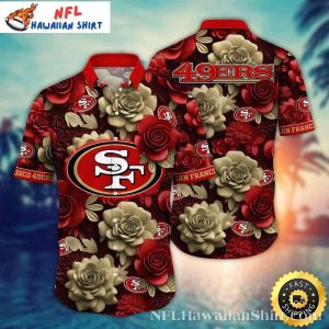 NFL 49ers Burgundy Blooms Pride Aloha Shirt