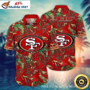 NFL 49ers Exotic Foliage And Helmet Hawaiian Aloha Shirt