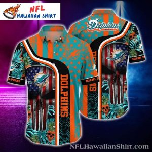 NFL American Skull Miami Dolphins Hawaiian Shirt – Spectral Tide Fan Edition