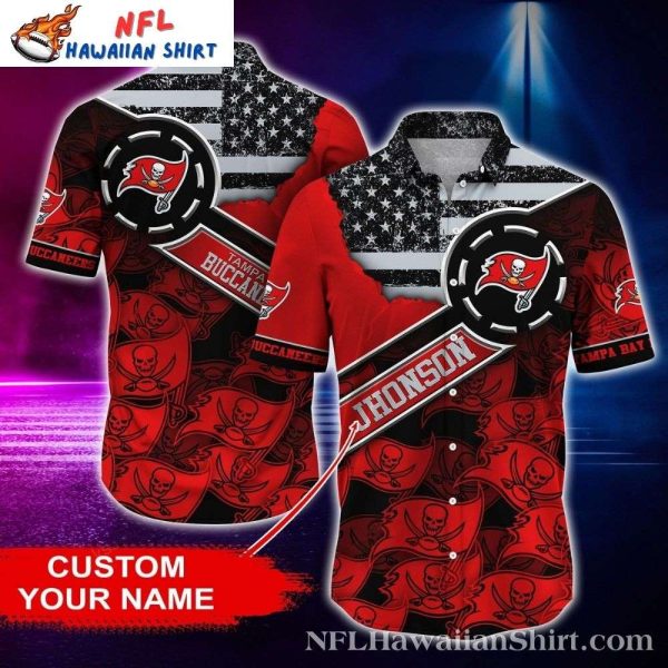 NFL Buccaneers Star-Spangled Banner Red Hawaiian Shirt