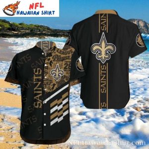 NFL Hawaiian Saints Shirt With Checkered Flag And Team Logo Accent