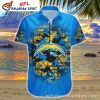 Striking Blue And Palm Design Los Angeles Chargers Tropical Aloha Shirt