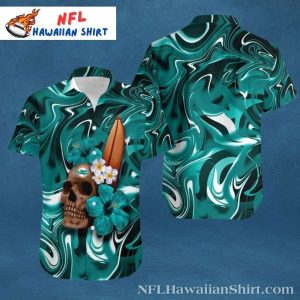 NFL Miami Dolphins Hibiscus Flower And Skull Graphics Hawaii Shirt