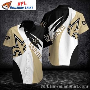 NFL Saints Hawaiian Shirt With Classic Diagonal Stripes And Logo Contrast 1