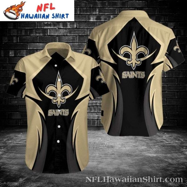 NFL Saints Hawaiian Shirt With Classic Diagonal Stripes And Logo Contrast