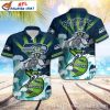 Midnight Navy Floral Emblem Seattle Seahawks Hawaiian Shirt