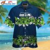 Seattle Seahawks Floral And Mascot Midnight Blue Hawaiian Shirt