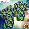 Seattle Seahawks Gridiron Glory Custom Name Black Blue Hawaiian Shirt