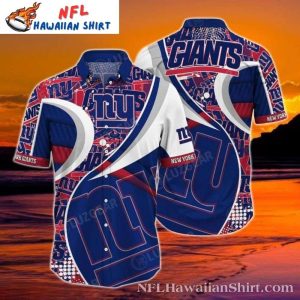 NY Giants Classic Stripe And Star Aloha Shirt