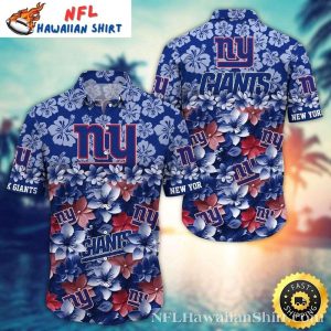 NY Giants Floral Crest Wave Rider Aloha Shirt
