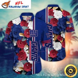 NY Giants Floral Fanfare Customizable Hawaiian Button-Up