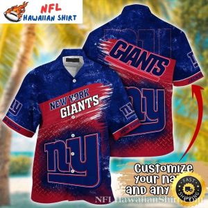 NY Giants Metal Pattern Customizable Tropical Hawaiian Shirt