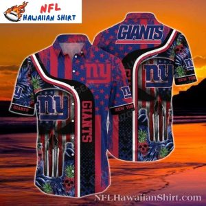 NY Giants Skull Punisher Pattern Tropical Hawaiian Shirt