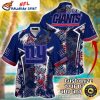 NY Giants Night Bloom And Football Skull Tropical Hawaiian Shirt