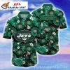 New York Jets Logo Print Tropical Leaf Hawaiian Shirt