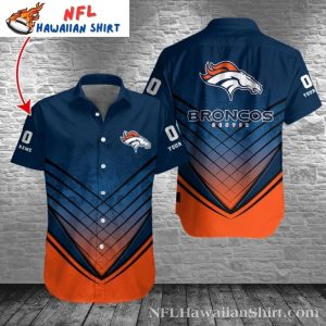 Navy Elegance Denver Broncos Hawaiian Shirt – Geometric Orange Accent