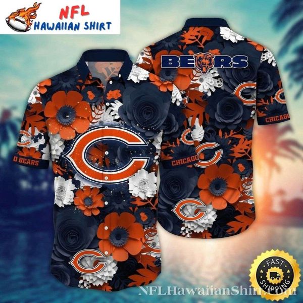 Navy Night Roses – Chicago Bears Hawaiian Shirt