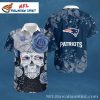New England Patriots Navy Floral Crest Hawaiian Shirt