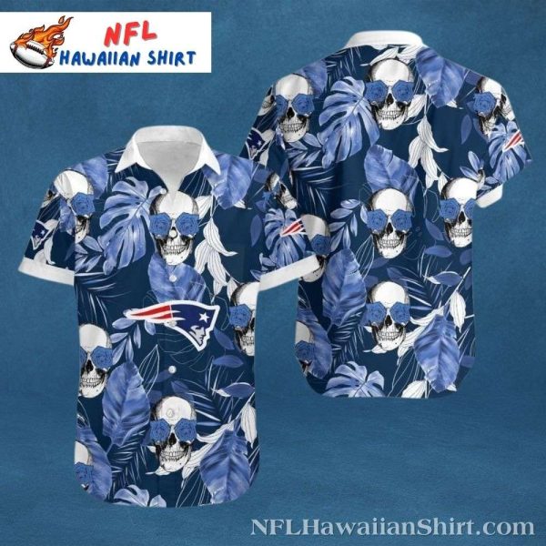 New England Patriots Oceanic Blue Floral Skull Hawaiian Shirt
