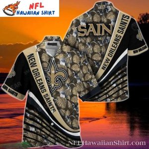 New Orleans Saints Hawaiian Shirt Mens In Floral Fleur-de-Lis And Striped Detail