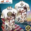 NFL Hawaiian New Orleans Saints Shirt With Monochrome Fleur-de-Lis Motif