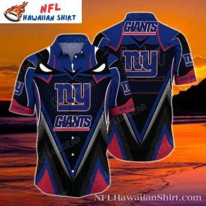 New York Giants Abstract Geometric Pattern Aloha Shirt