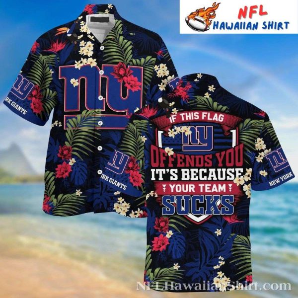 New York Giants Fan Pride Floral Night Hawaiian Shirt
