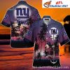 New York Giants Majestic Blue And Tropical Palm Hawaiian Shirt