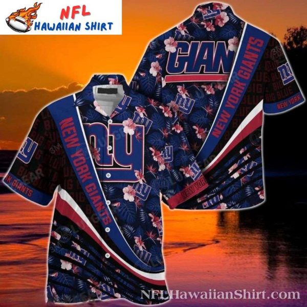New York Giants Nighttime Bloom Navy Hawaiian Shirt