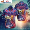 NY Giants Crimson Splash And Floral Emblem Aloha Shirt