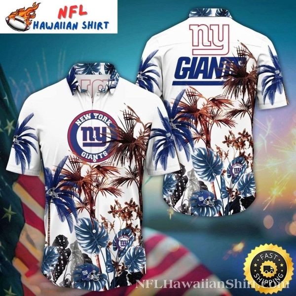 New York Giants Palm Trees And NY Logos Tropical Hawaiian Shirt