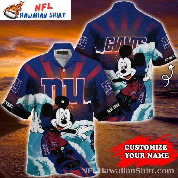 New York Giants Tropical Shirt With Mickey Surfing Print