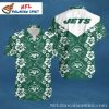 New York Jets Logo Print With Tropical Floral Hawaiian Shirt