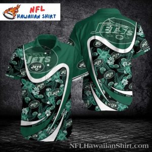 New York Jets Swirling Palms Aloha Shirt