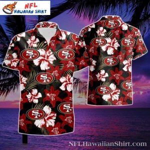 Nighttime Floral San Francisco 49ers Hawaiian Shirt