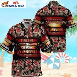 Niner Gang Paradise Black Floral 49ers Hawaiian Shirt