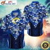 Pacific Breeze LA Rams Floral Hawaiian Shirt – Midnight Blue Fanfare